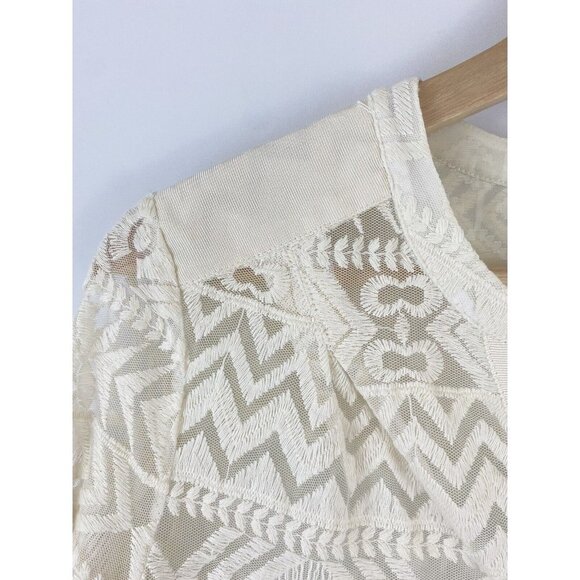 Vanessa Virginia Anthropologie Womens Sz 6 Embroidered Tulle Tunic Top Popover - Picture 7 of 11